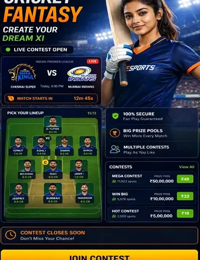 Come (Come Com) fantasy cricket & matchday visual 3